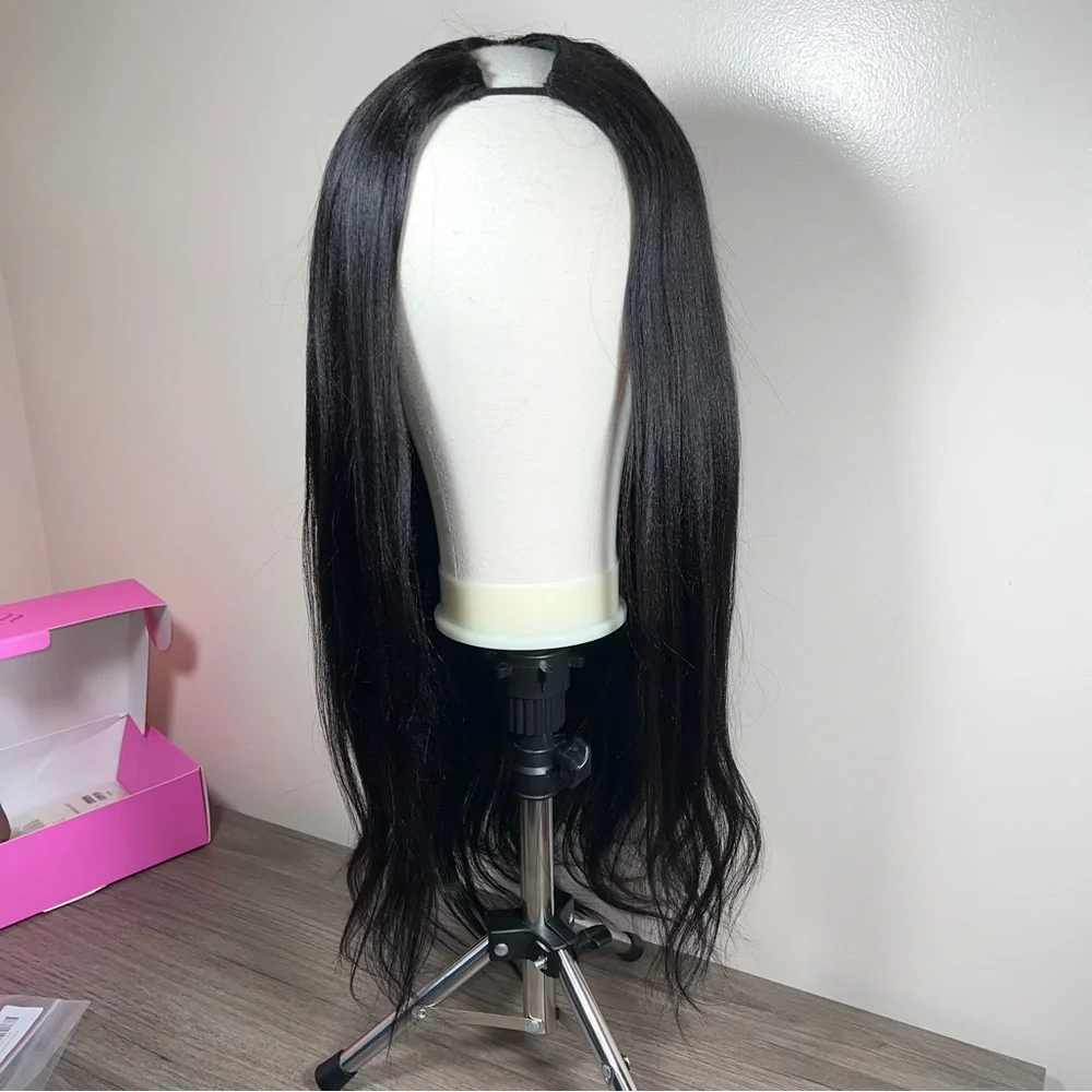UNICE Natural Black Human Hair Yaki V Part EasiContour 22 Inch Glueless Wig